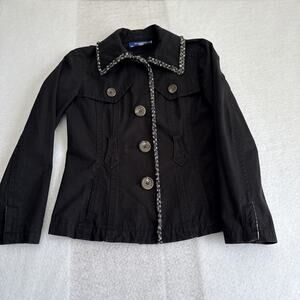 Burberry Blue Label Jacket. Black With Houndstooth Trim. Sz 38